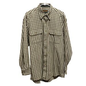 Wolverine Mens Large Green Plaid Cotton Flannel Long Sleeve Button Work Shirt